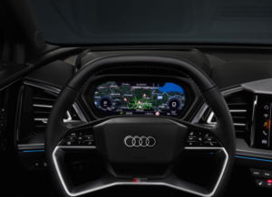 Audi Q4 sportback interior steering wheel and screen