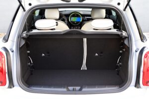 close up of the boot space with all the seat up in the new 2022 mini electric
