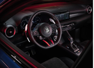 close up of the Alfa Romeo Tonale SUV steering wheel