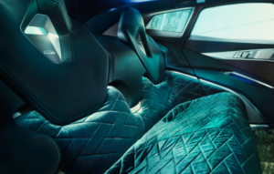 BMW XM Concept car interior rear-seats in petrol colour velvet 