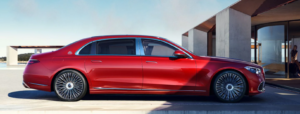 Mercedes-maybach s-class exterior colour in red side view of vehicle 