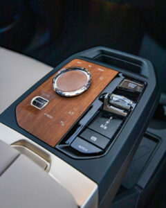 2022 BMW iX black crystal interior shot of crystal buttons