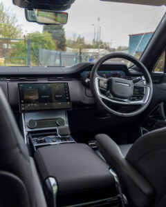 2022 Land Rover Range Rover interior steering wheel and infotainment screen 