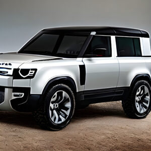 Deep AI generated Baby Land Rover Defender in white with indented alloys