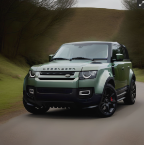 Fotor's Ai generated image prediction of what the baby land rover defender is going to look like upon release in 2027