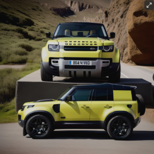 Fotor's AI generated image prediciton for what it thinks the Land Rover defender baby will look like upon release in 2027 